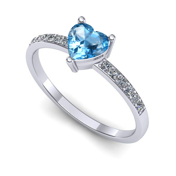 Inel logodna din aur alb cu topaz blue