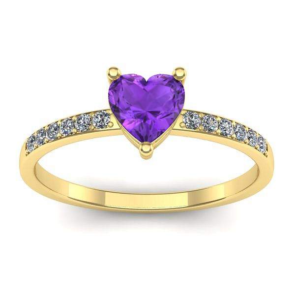 Inel logodna cu ametist inima