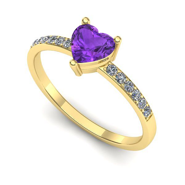 Inel de logodna din aur galben cu ametist