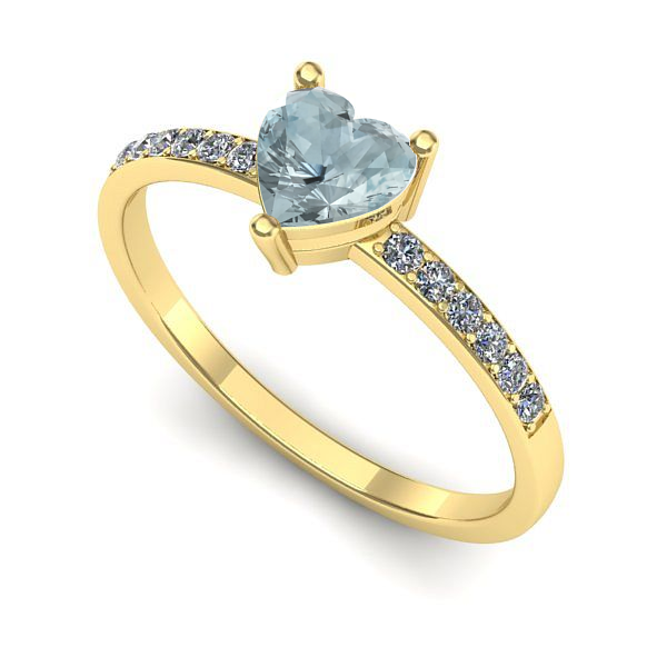 Inel logodna din aur galben cu aquamarin