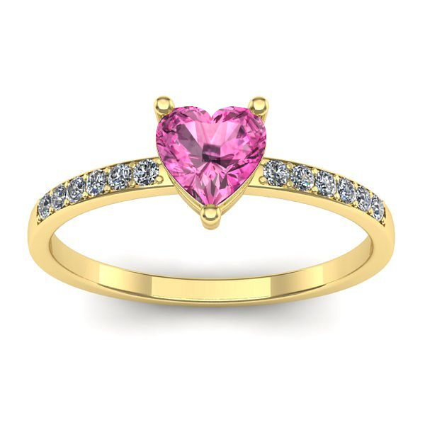 Inel logodna cu safir roz inima