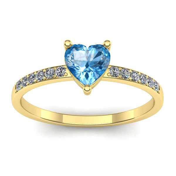 Inel cu topaz blue inima