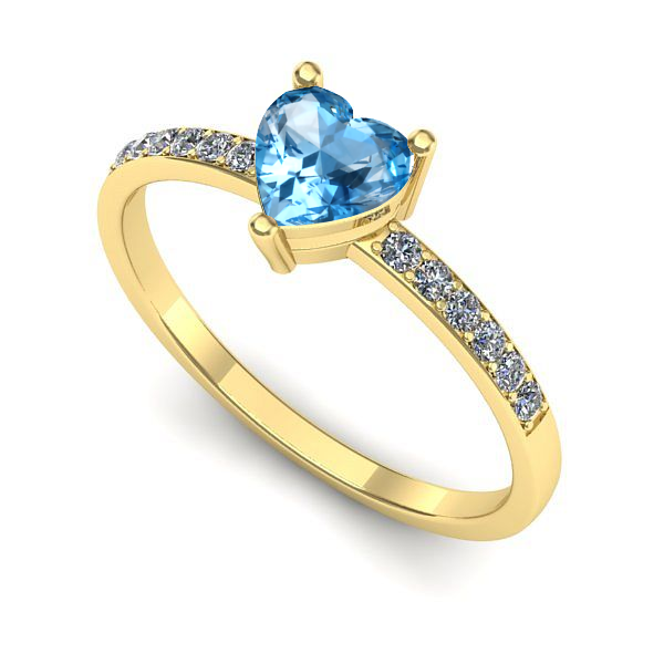 Inel din aur galben cu topaz blue