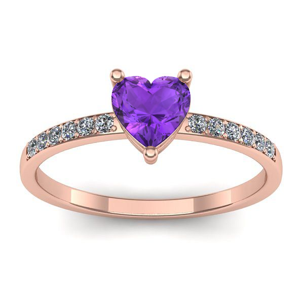Inel de logodna cu ametist inima