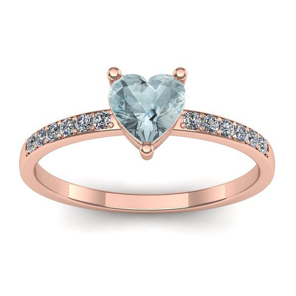 Inel de logodna cu aquamarin inima