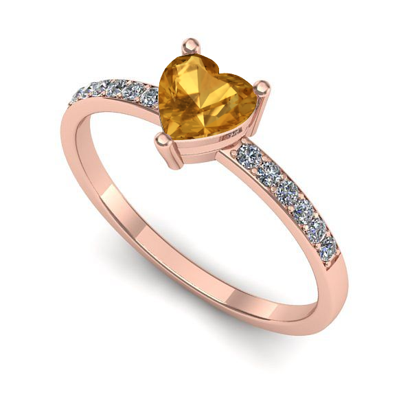 Inel logodna din aur roz cu citrin