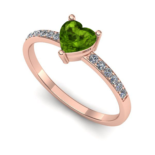 Inel logodna din aur roz cu peridot