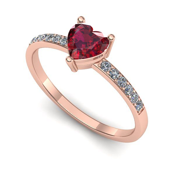 Inel logodna din aur roz cu rubin