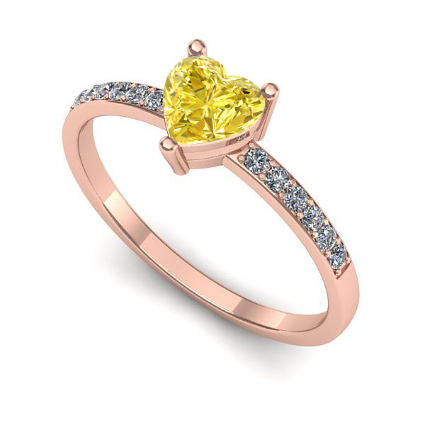 Inel de logodna din aur roz cu safir galben