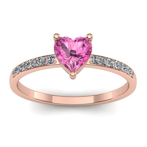Inel de logodna cu safir roz inima