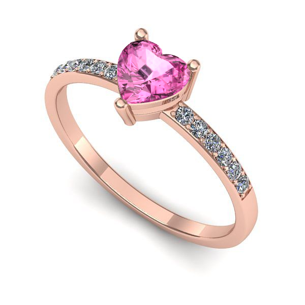 Inel logodna din aur roz cu safir roz