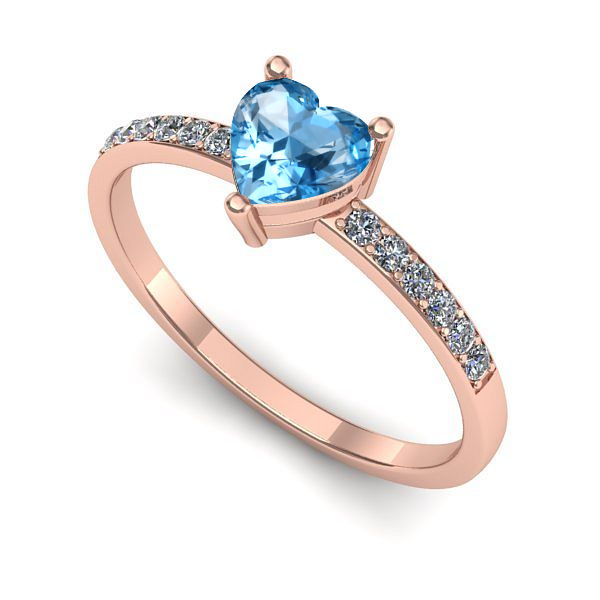 Inel logodna din aur roz cu topaz blue