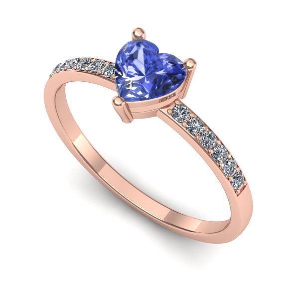 Inel logodna din aur roz cu tanzanit