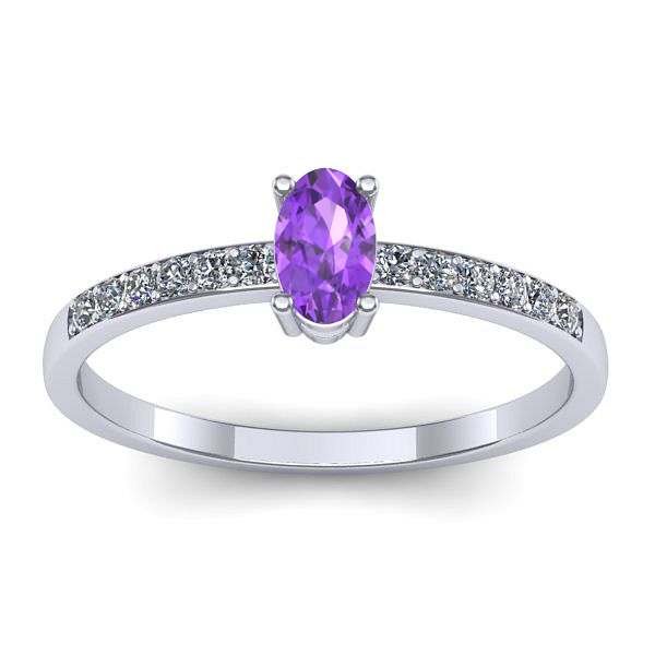 Inel logodna cu ametist oval