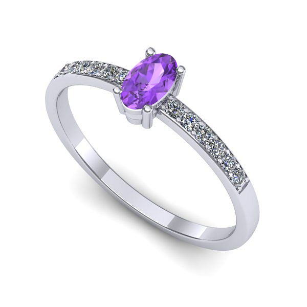 Inel din aur alb cu ametist