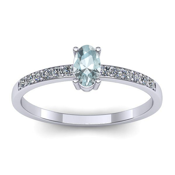 Inel logodna cu aquamarin oval