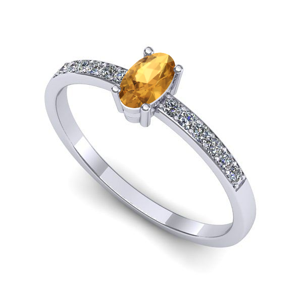 Inel logodna din aur alb cu citrin