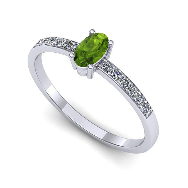 Inel logodna din aur alb cu peridot