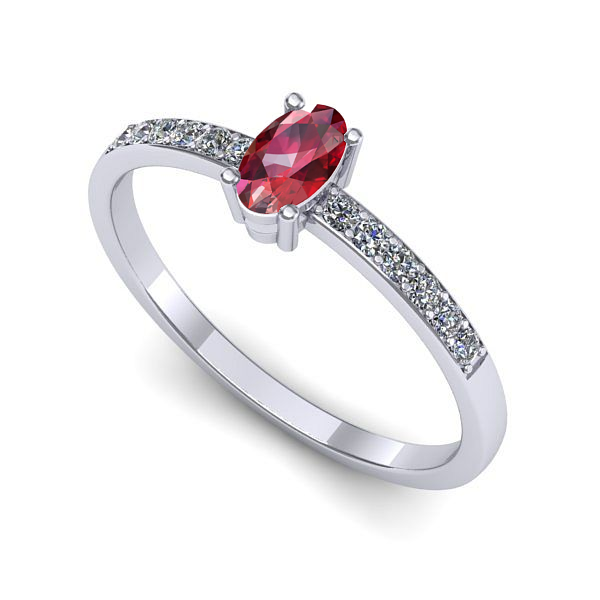 Inel de logodna din aur alb cu rubin