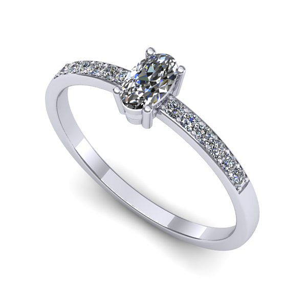 Inel logodna din aur alb cu safir alb