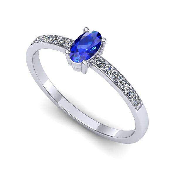 Inel logodna din aur alb cu safir