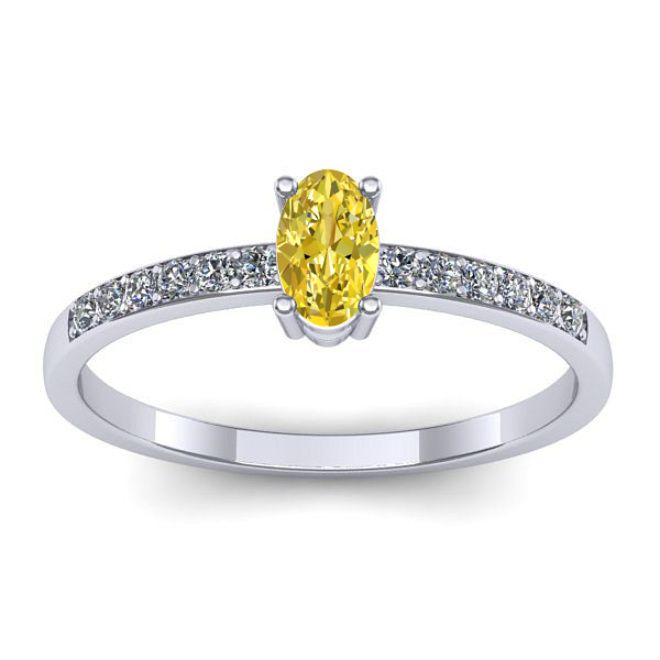 Inel de logodna cu safir galben oval