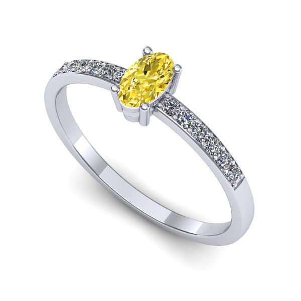 Inel din aur alb cu safir galben