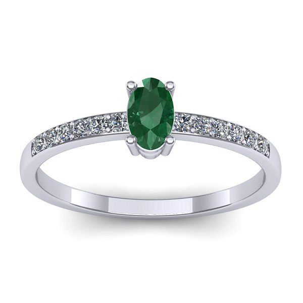 Inel de logodna cu smarald oval