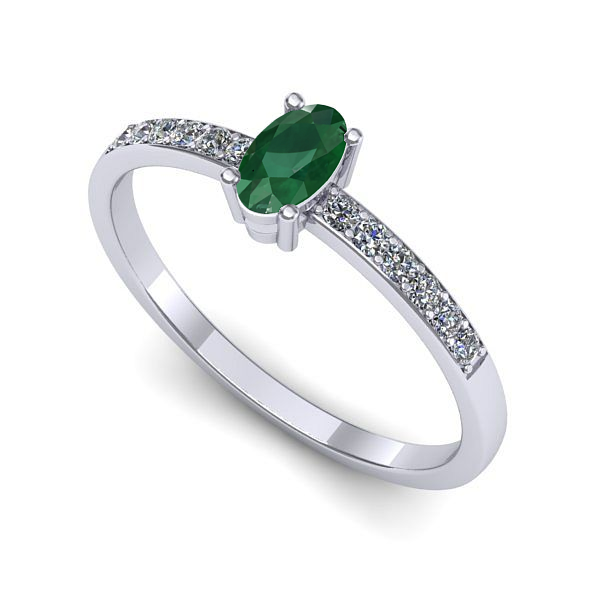 Inel din aur alb cu smarald