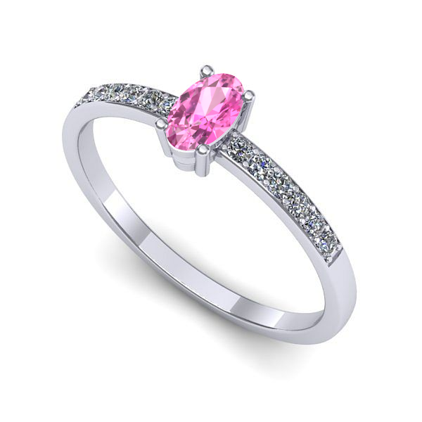 Inel de logodna din aur alb cu safir roz