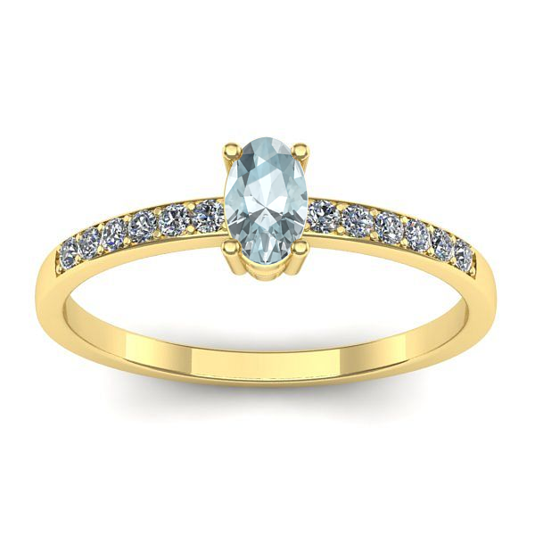 Inel de logodna cu aquamarin oval