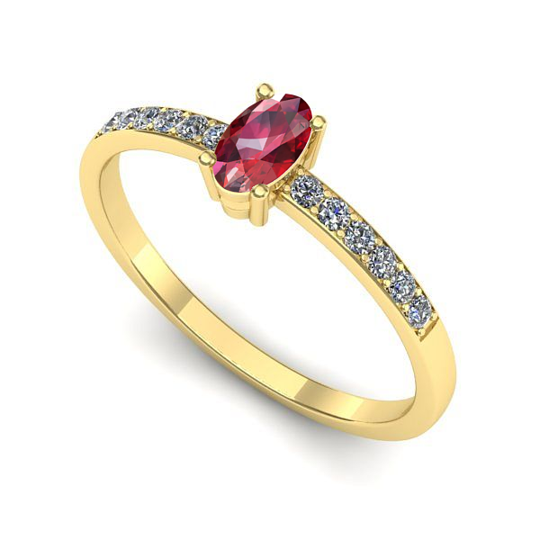 Inel de logodna din aur galben cu rubin