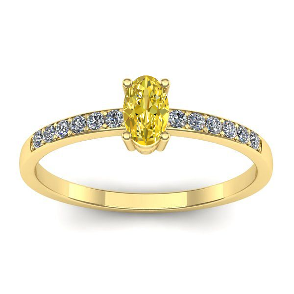 Inel logodna cu safir galben oval