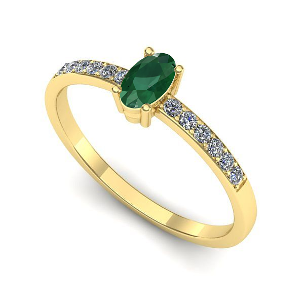 Inel de logodna din aur galben cu smarald