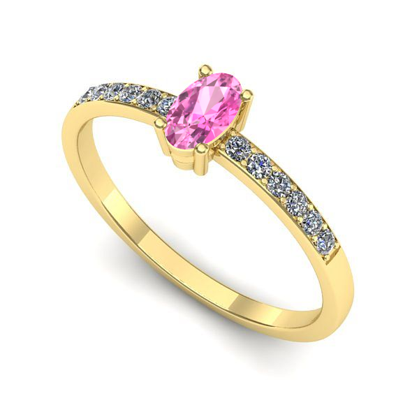 Inel din aur galben cu safir roz