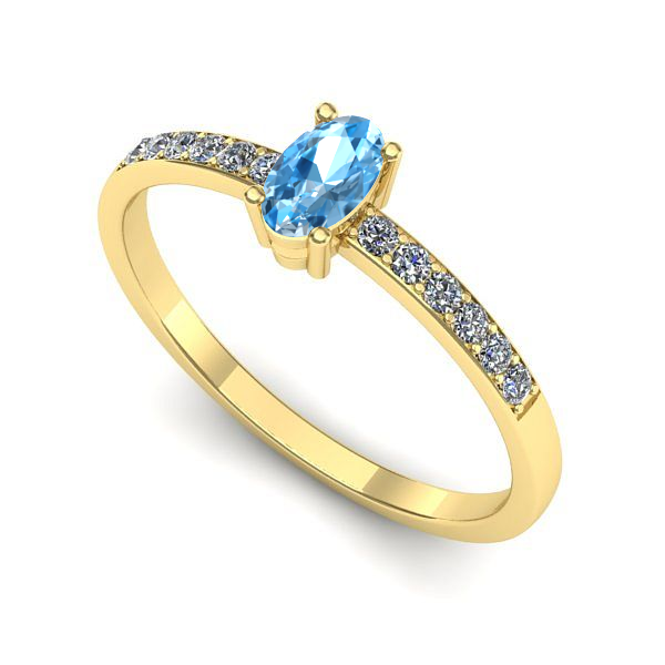 Inel din aur galben cu topaz blue