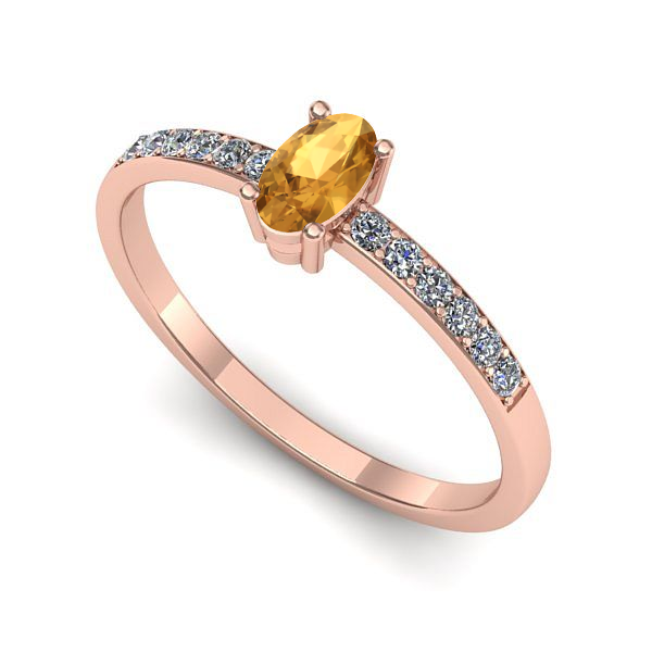 Inel logodna din aur roz cu citrin