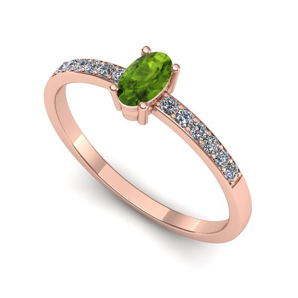 Inel de logodna din aur roz cu peridot