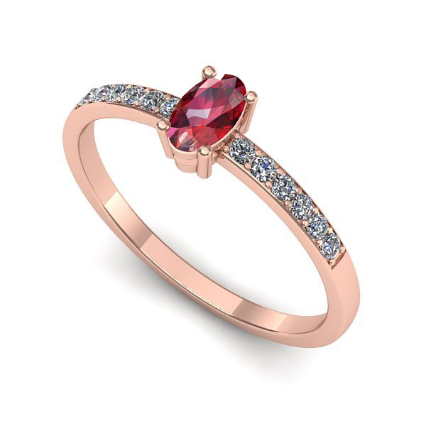 Inel logodna din aur roz cu rubin