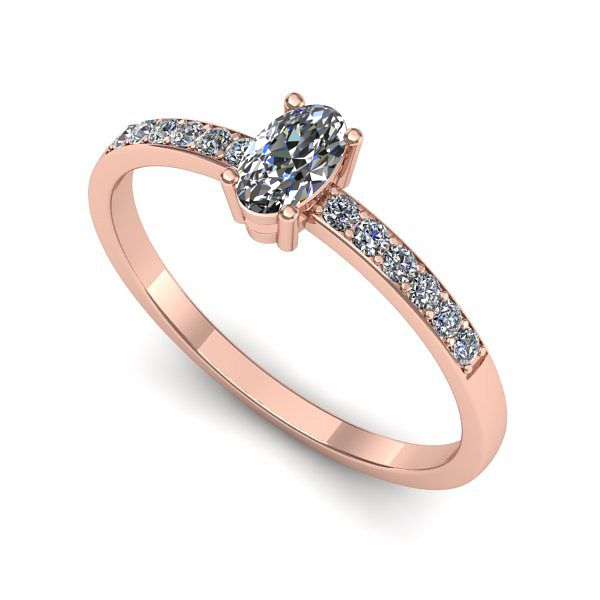 Inel de logodna din aur roz cu safir alb