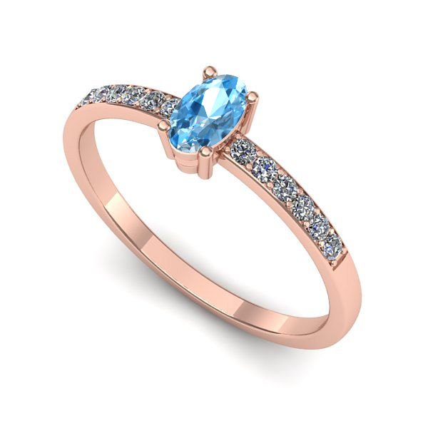 Inel din aur roz cu topaz blue