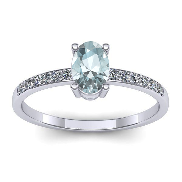 Inel cu aquamarin oval