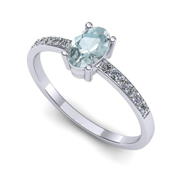 Inel din aur alb cu aquamarin