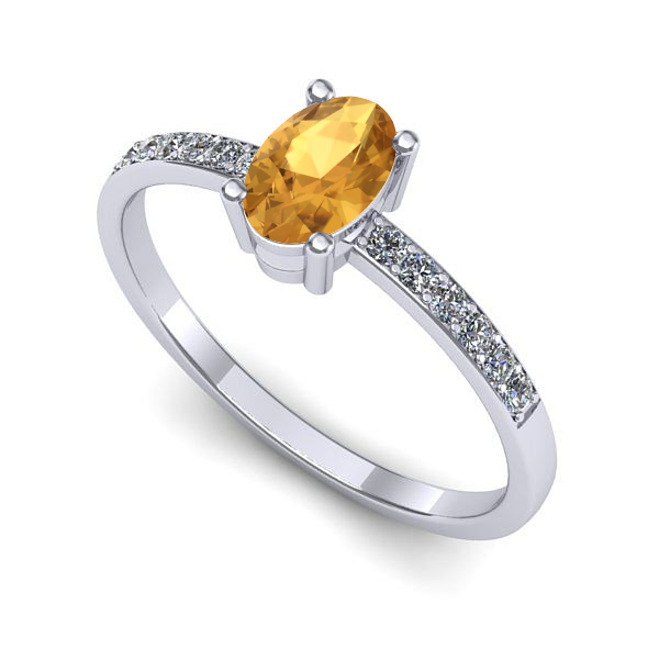 Inel de logodna din aur alb cu citrin