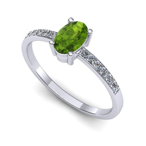 Inel logodna din aur alb cu peridot