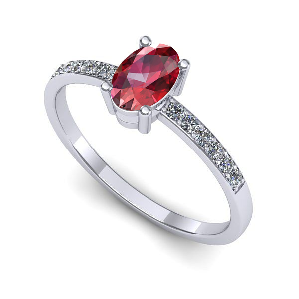 Inel de logodna din aur alb cu rubin