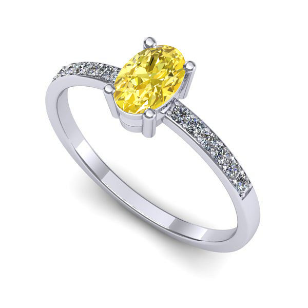 Inel din aur alb cu safir galben