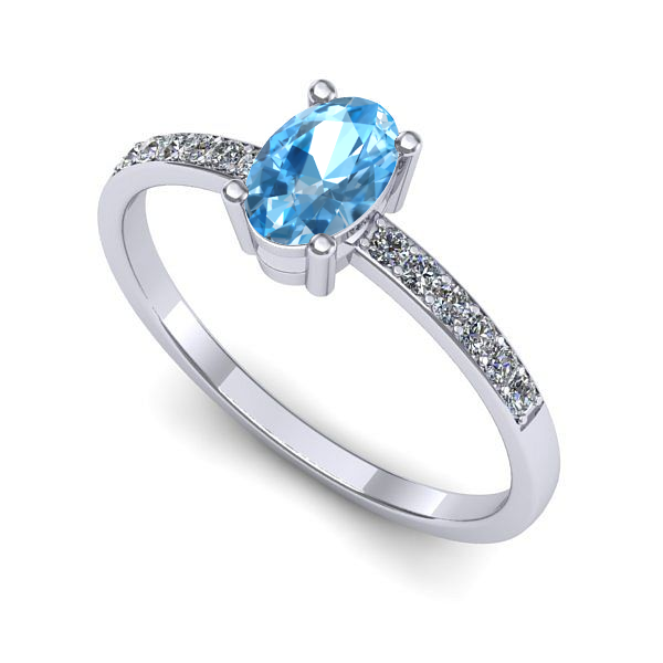 Inel din aur alb cu topaz blue