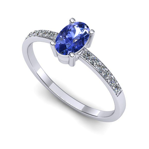 Inel din aur alb cu tanzanit