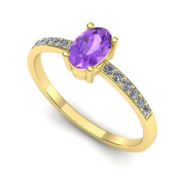 Inel logodna din aur galben cu ametist
